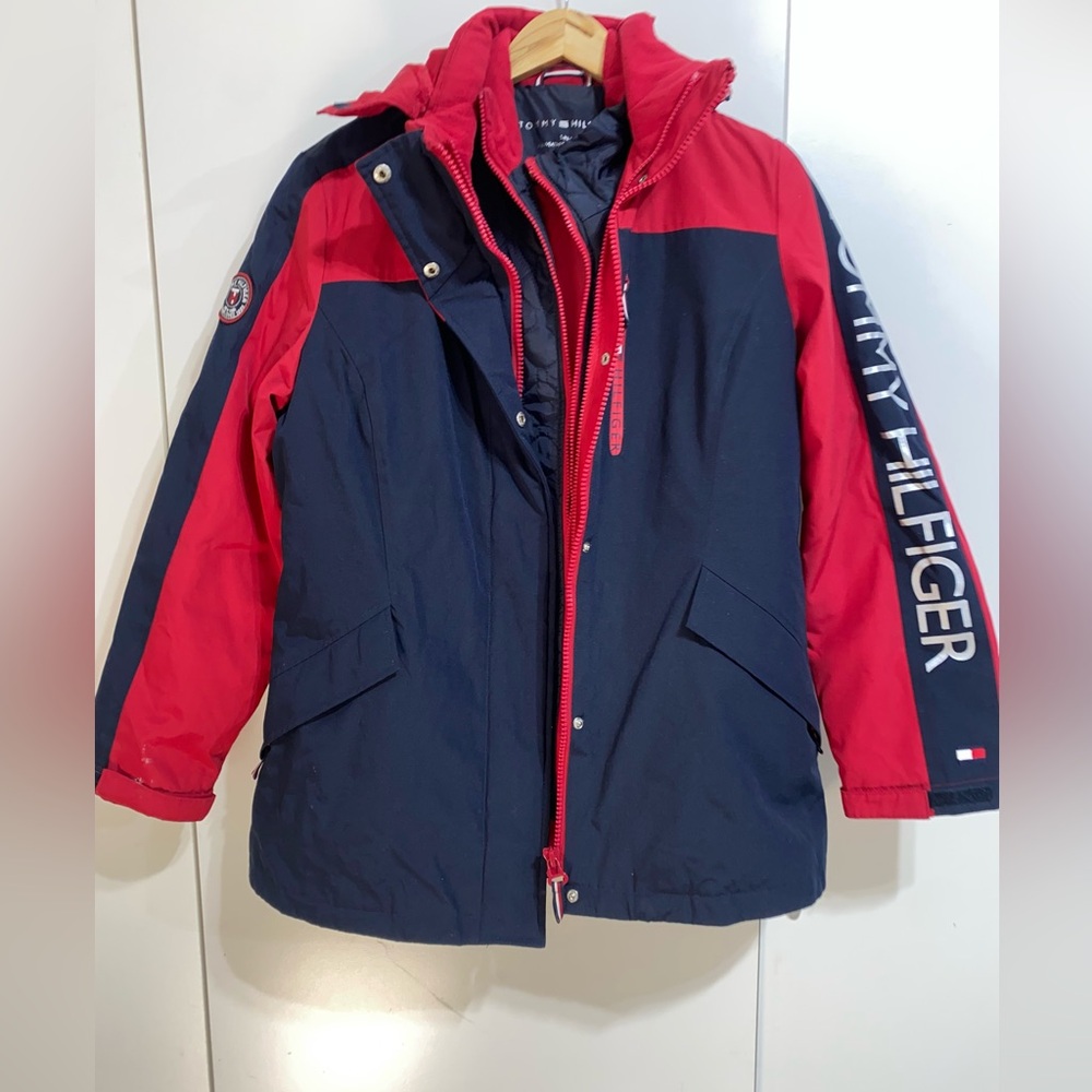 Tommy Hilfiger Red and Blue Outerwear 3 in 1 systems jacket